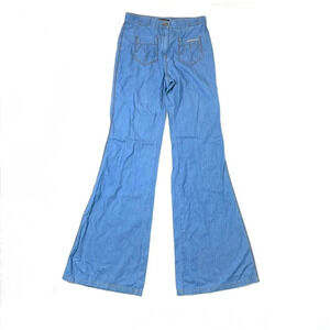 Roberto Cavalli Chambray Blue Wide Leg Pant Size 40 / 4